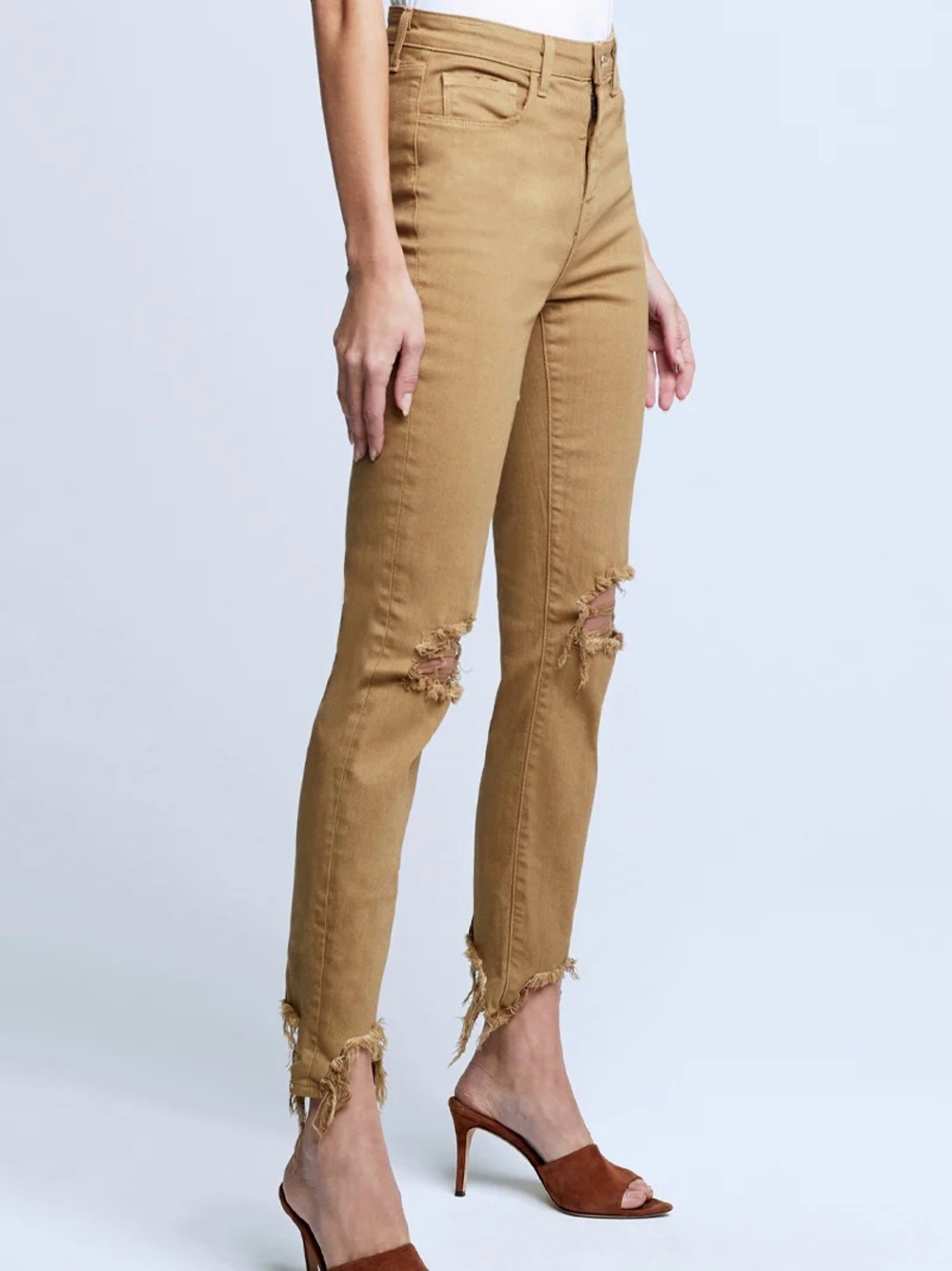 NWT L’AGENCE ‘High Line High Rise Distressed Skinny Jean’ in “Sahara” Size 28
